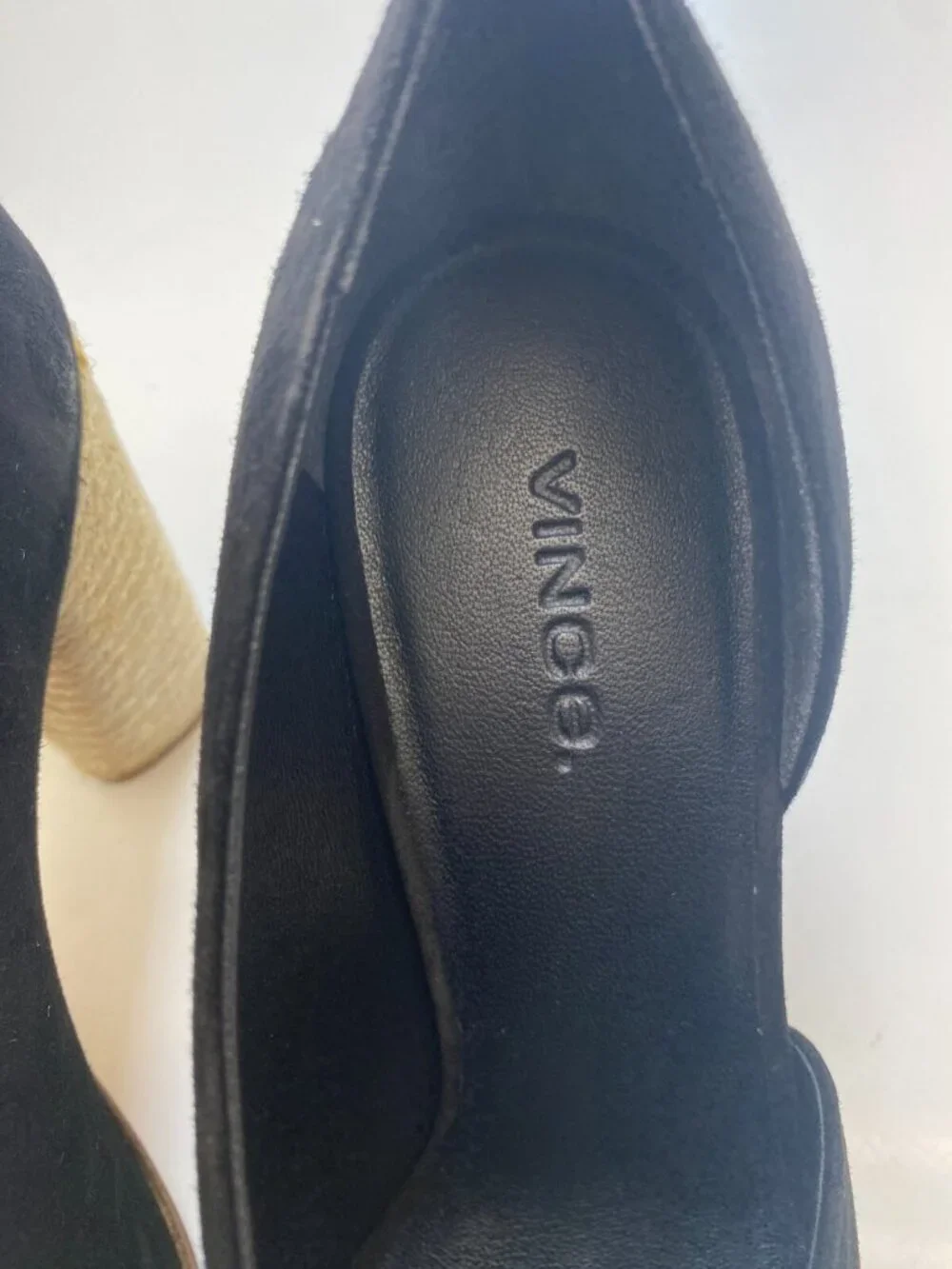 Vince Percey Women's  Black Peep Toe Suede Heel Sz  7